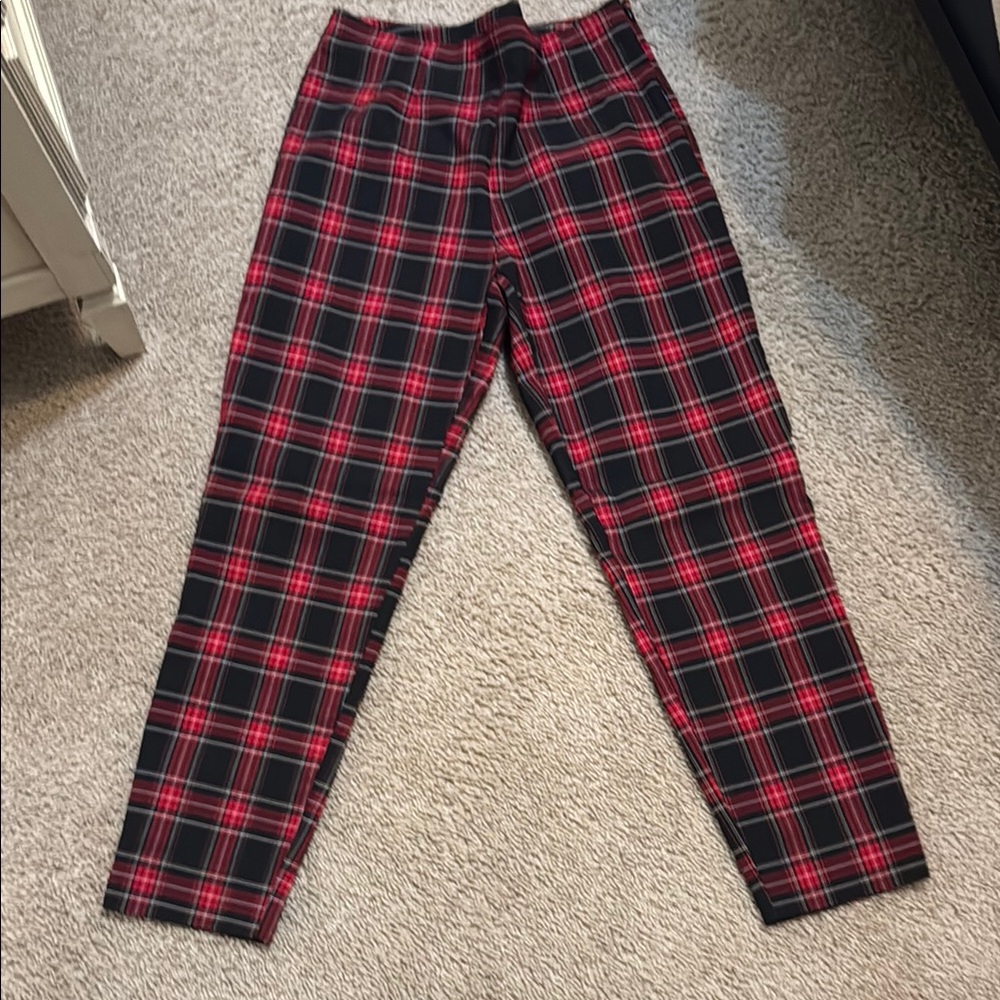 Time and Tru Red and Black Plaid Straight Leg Pants